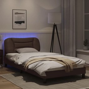 Πλαίσιο Κρεβατιού με LED Καφέ 100x200 εκ. Συνθετικό Δέρμα - Καφέ