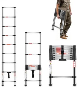 VEVOR Telescoping Ladder Stainless Steel Extension Step 8.5ft Portable Ladders
