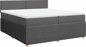 vidaXL Κρεβάτι Boxspring με Στρώμα Σκούρο Γκρι 200x200 εκ. Υφασμάτινο