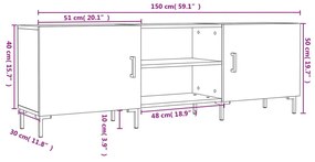 Έπιπλο Τηλεόρασης Μαύρο 150x30x50 εκ. Επεξεργασμένο Ξύλο - Μαύρο