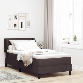 Κρεβάτι Box Spring με Στρώμα vidaXL σε Σκούρο Καφέ 100x200 εκ. Υφασμά