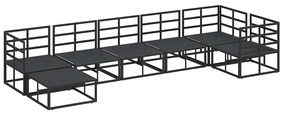 vidaXL Σετ Καναπέ Κήπου με μαξιλάρι 7 pcs Μαύρο Αλουμίνιο