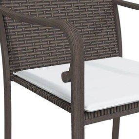 Καρέκλες Κήπου με Μαξιλάρια 4 τεμ. Καφέ 56x59x84 εκ Συνθ. Ρατάν - Καφέ