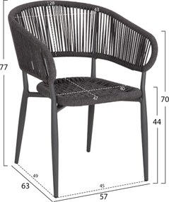 ΠΟΛΥΘΡΟΝΑ ΑΛΟΥΜΙΝΙΟΥ EULO HM5783.21 ΓΚΡΙ-ΤWISTED RATTAN ΓΚΡΙ 57x63x77Υεκ.