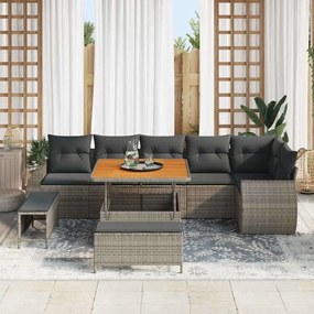 vidaXL Σετ Καναπέ Κήπου με μαξιλάρι 9 pcs Γκρι 100 x 100 x 71 cm