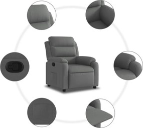vidaXL Πολυθρόνα με Ανακλινόμενη Πόρτα Σκούρο Γκρι Υφασμάτινη