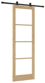 vidaXL Συρόμενη Πόρτα Χειροκίνητος Καφέ 78 x 232 cm Ξύλο και μέταλλο
