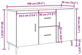 Μπουφές Αρτισιανή Δρυς 100 x 36 x 60 εκ. Επεξεργασμένο Ξύλο - Καφέ