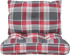 vidaXL Μαξιλάρια Παλέτας 2 τεμ. Γκρι Καρό Υφασμάτινα