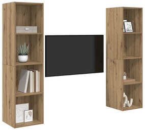 vidaXL Σετ επίπλου τηλεόρασης Επιτοίχιο 2 pcs Καφέ 37 x 37 x 142.5 εκ