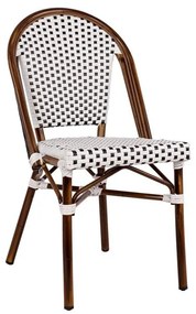 ΚΑΡΕΚΛΑ BISTRO ΑΛΟΥΜΙΝΙΟΥ BAMBOO LOOK ΜΕ ΛΕΥΚΟ-ΜΑΥΡΟ RATTAN HM5566.01 45x54x90Υεκ. - Αλουμίνιο - HM5566.01