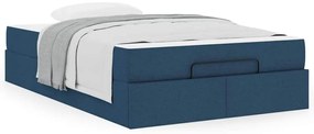 vidaXL Σκελετός Κρεβατιού με στρώμα Μπλε 120 x 200 cm ύφασμα