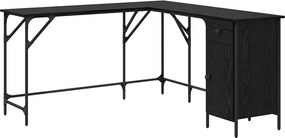 vidaXL Γραφείο Μαύρη Οξυά 141 x 141 x 75 εκ Επεξεργασμένο ξύλο