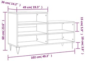 Παπουτσοθήκη Γκρι Σκυροδέματος 102x36x60 εκ. Επεξεργασμένο Ξύλο - Γκρι