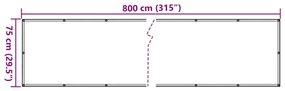 vidaXL Περίφραξη Μπαλκονιού Προστατευτική Κρεμ 800x75 εκ. από PVC