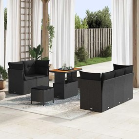 vidaXL Σετ Καναπέ Κήπου Ρυθμιζόμενο ύψος 8 pcs Μαύρο συνθετικό ρατάν