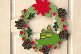 Σετ των 2 Intra απο ξύλο plywood 3mm-4mm πάχος - Χριστουγεννιάτικο στεφάνι|Διακόσμηση βεράντας|Στεφάνι πόρτας Δίασταση 15x15 cm INTRAFABR-111360693