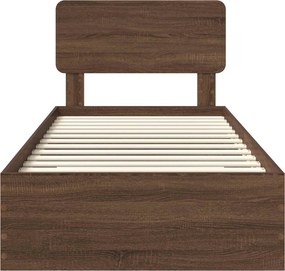 vidaXL Σκελετός Κρεβατιού Καφέ δρυς 75 x 190 cm Επεξεργασμένο ξύλο