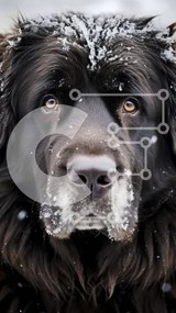 Σετ των 2 Intra Συλλεκτικό Ξύλινο Παζλ Plywood 4mm - Σοβαρό μαύρο σκυλί στο χιόνι Σε Ξύλινο Κουτί - Διαστάσεις: 10x10 cm – 25 κομμάτια