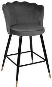 BAR STOOL VESNA  GREY VELVET METAL FRAME IN BLACK 50x50x90Hcm.