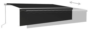 vidaXL Τέντα Συρόμενη Χειροκίνητη με Σκίαστρο Ανθρακί 6 x 3 μ.