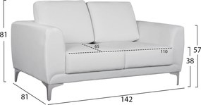 ΣΕΤ ΣΑΛΟΝΙΟΥ 2ΤΜΧ KENZIE ΜΕ ΛΕΥΚΟ PU HM11284.02