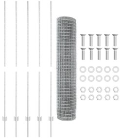 vidaXL Ευρωπαϊκός Φράχτης με 10 Στήλους Ασημί 1,5x10 μ Ατσάλι