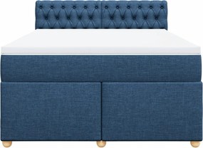 vidaXL Κρεβάτι Boxspring με Στρώμα Μπλε 160x200 εκ. Υφασμάτινο