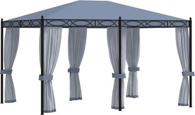 vidaXL Κιόσκι με Σήτες Ανθρακί 3 x 4 μ. Ατσάλινο