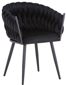 Πολυθρόνα Vivian pakoworld μαύρο βελούδο-πόδι μαύρο μέταλλο 61x55x80εκ