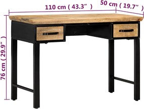 vidaXL Γραφείο 110 x 50 x 76 εκ. από Μασίφ Ξύλο Μάνγκο