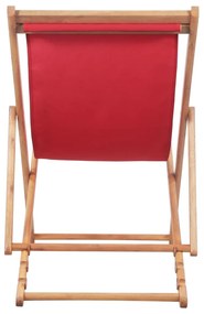 vidaXL Σεζλόνγκ Πτυσσόμενη Κόκκινη Υφασμάτινη / Ξύλινος Σκελετός