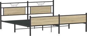 vidaXL Σκελετός Κρεβ. Χωρίς Στρώμα Sonoma Δρυς 200x200 εκ. Μεταλλικό