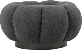 Σκαμπό Nester pakoworld μπουκλέ ύφασμα σε γκρι απόχρωση Φ60x31εκ