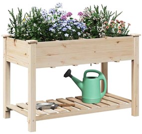 vidaXL Γλάστρα Κήπου Μπεζ 115 x 59 x 76.5 εκ Στερεό ξύλο έλατου