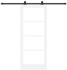 vidaXL Συρόμενη Πόρτα Χειροκίνητος Λευκό 86 x 211 cm Ξύλο και μέταλλο
