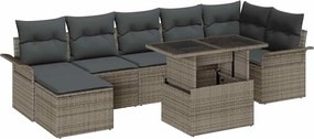 vidaXL Σετ Καναπέ Κήπου με μαξιλάρι 8 pcs Γκρι Πολυ ράταν