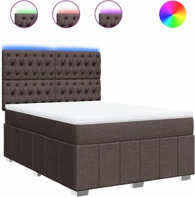 vidaXL Κρεβάτι Boxspring με Στρώμα Σκούρο Καφέ 140x200 εκ Υφασμάτινο