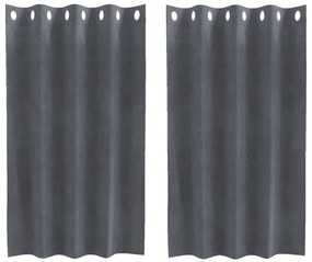 vidaXL Κουρτίνες με κουρτίνες 2 pcs Ανοιχτό γκρι 140 x 140 cm Βελούδο