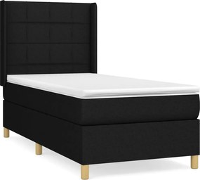 vidaXL Κρεβάτι Boxspring με Στρώμα Μαύρο 100 x 200 εκ. Υφασμάτινο