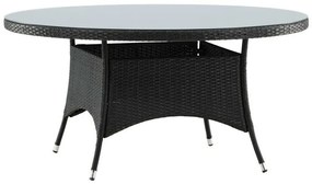 Τραπέζι εξωτερικού χώρου Dallas 667, Επεξεργασμένο γυαλί, 74cm, 48 kg, Γκρι, Μαύρο, Πλαστικό ψάθινο | Epipla1.gr