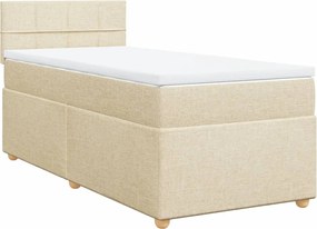 vidaXL Κρεβάτι Boxspring με Στρώμα Κρεμ 90x190 εκ.Υφασμάτινο
