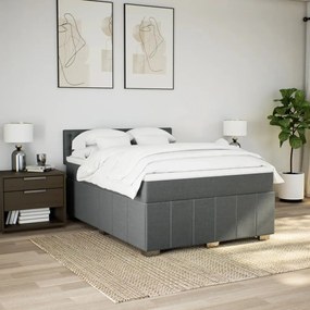 vidaXL Κρεβάτι Boxspring με Στρώμα Σκούρο Γκρι 140x190 εκ. Υφασμάτινο