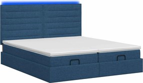 vidaXL Κρεβάτι Ottoman με Στρώμα και LED Μπλε 180 x 200 cm Ύφασμα