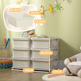 HOMCOM Κουτί αποθήκευσης για παιδιά, κουτί αποθήκευσης παιδικό, 3 συρτάρια, Λευκό