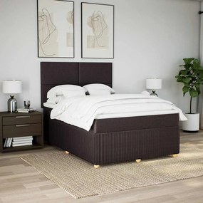 vidaXL Κρεβάτι Boxspring με Στρώμα Σκούρο Καφέ 140x190 εκ. Υφασμάτινο