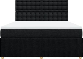 vidaXL Κρεβάτι Boxspring με Στρώμα Μαύρο 180x200 εκ. Υφασμάτινο