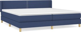 vidaXL Κρεβάτι Boxspring με Στρώμα Μπλε 200x200 εκ. Υφασμάτινο