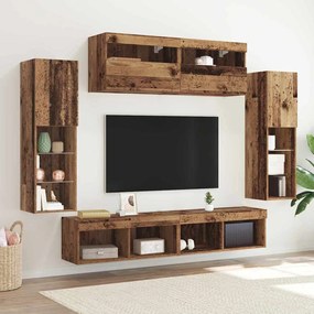 vidaXL Σετ τοίχου για τηλεόραση 6 pcs Παλαιό ξύλο 30.5 x 30 x 102 εκ