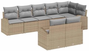vidaXL Σετ Καναπέ Κήπου 8 pcs Μπεζ, ανοιχτό γκρι Πολυ ράταν